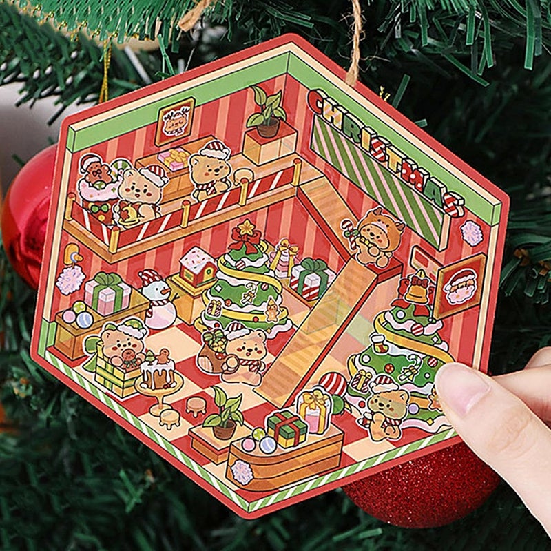 Christmas House Stickers, Miniature Cartoon Scene Stickers, Stackable Holiday Room décor Stickers, Christmas Stickers for Walls and, Make-Your-own Christmas Scene s for Walls, Desks, Window - Image 3