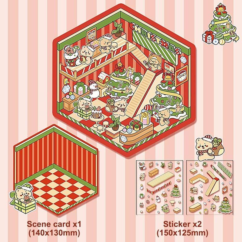 Christmas House Stickers, Miniature Cartoon Scene Stickers, Stackable Holiday Room décor Stickers, Christmas Stickers for Walls and, Make-Your-own Christmas Scene s for Walls, Desks, Window - Image 4