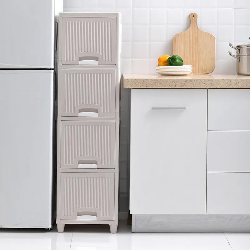 JEYANG Plastic Cupboard for Clothes Plastic Cabinet for Storage Foldable Wardrobe for Clothes Rack for Storage Clothes Storage Cabinet Plastic Modular Drawer Storage Box White Window 5 Tier - Image 4
