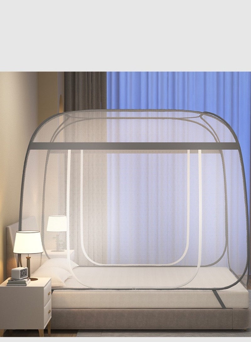 Pop up Mosquito Net Foldable Mosquito Bed Cover with Frame Square 360º Polyester Coated Home Netting Canopy, Double 1.8M Bed Tent Mesh  for Adults Baby Room - Image 3