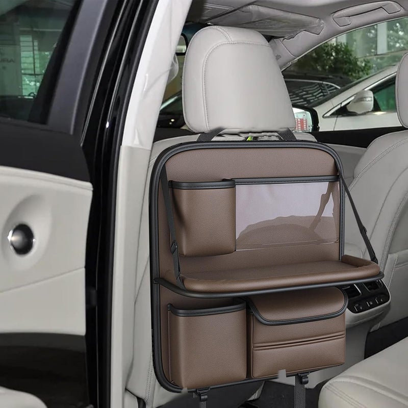 X spring Backseat Organizer, Multi-Function Storage Bag with Foldable Tray, Rear Seat Protector and Kick Mat, Waterproof Automotive Organizer with Pockets for SUVs, Trucks, Minivans - Image 4
