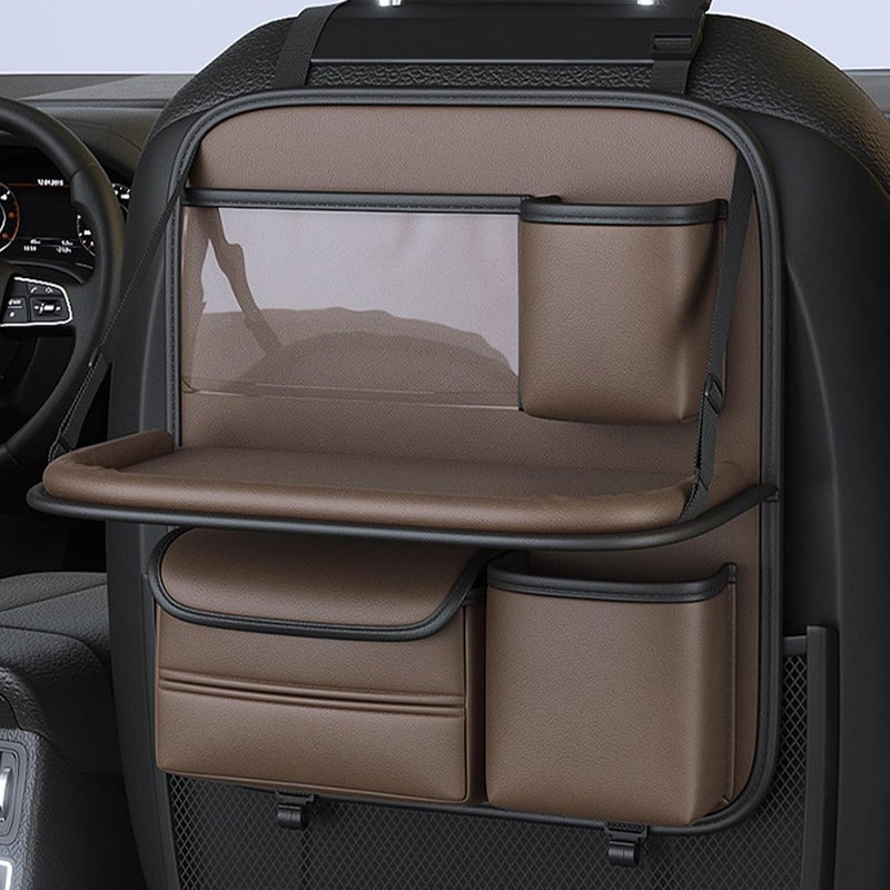 X spring Backseat Organizer, Multi-Function Storage Bag with Foldable Tray, Rear Seat Protector and Kick Mat, Waterproof Automotive Organizer with Pockets for SUVs, Trucks, Minivans - Image 3