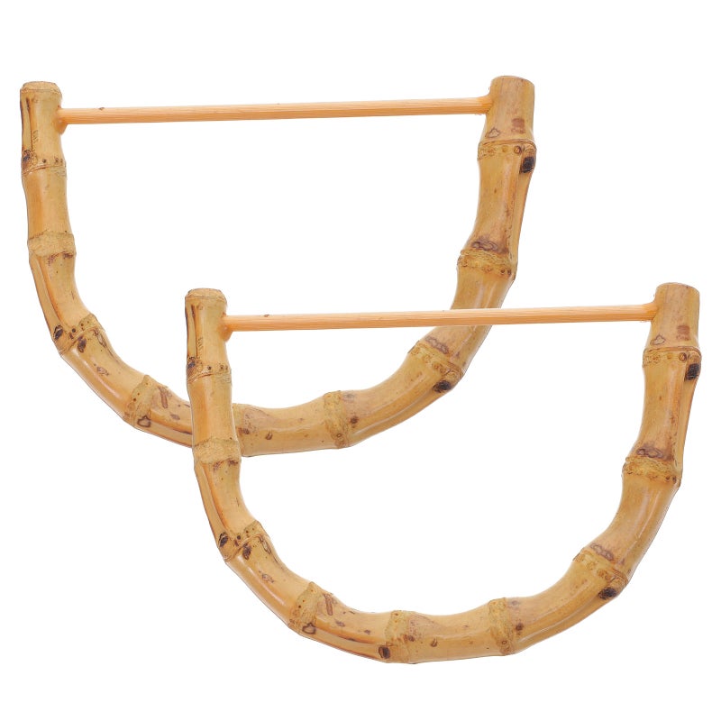 2pcs DIY Bamboo Handles High Quality Handmade Bag Handles Bamboo D Type Handles for Handbag DIY Bag Accessories (About 12cm Beige) - Image 1
