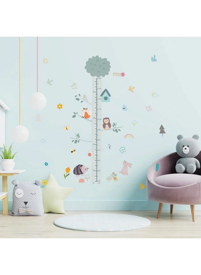 SUPERDANT Cartoon Animals Height Growth Chart Wall Sticker Big Tree Animal Owl Height Measure Decals Flowers Wall Decor for Nursery Kids Bedroom Living Room Wallpaper Decoration 40-140cm - Image 4