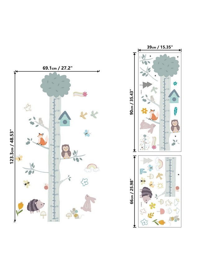SUPERDANT Cartoon Animals Height Growth Chart Wall Sticker Big Tree Animal Owl Height Measure Decals Flowers Wall Decor for Nursery Kids Bedroom Living Room Wallpaper Decoration 40-140cm - Image 2