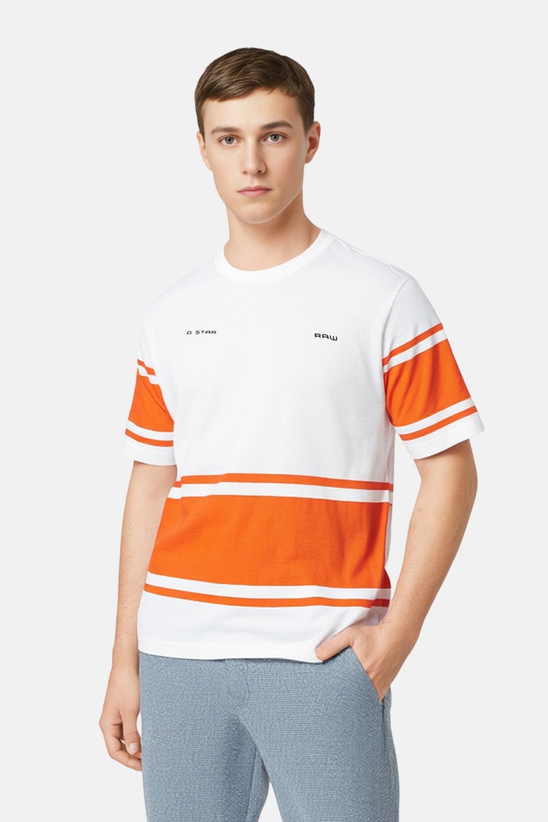 G-Star RAW تي شيرت رجالي بأكمام قصيرة وياقة دائرية، مخطط، متعدد الألوان - Image 1