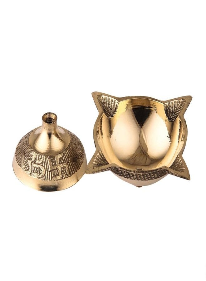 TORPPEZA Brass 4 Face Diya for Mandir Diwali Festival Oil Lamp Charmukhi Design for Daily Puja Temple Lighting Traditional Brass Lamp - Image 5