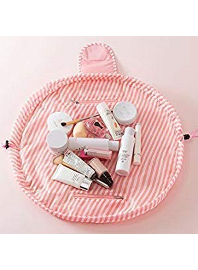RRJ Women's Convenient and Waterproof Multifunction Portable Lazy Travel Cosmetic Storage Makeup Organizer Toiletry Bag with Drawstrings (Pink lining) - Image 3