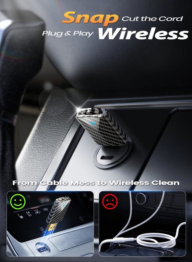 PTGTO Mini Wireless CarPlay Adapter for iPhone & Android Auto (2025 Upgrade), No Delay, Fast & Stable Connection, Plug & Play, Converts Wired to Wireless Carplay Dongle for 2016+ Cars, USB-A/Type-C Port - Image 2