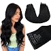 MAXITA Seamless Clip In Hair Extensions Real Human Hairï¼ŒInvisible PU Weft Real Human Hair Clip Ins for Womanï¼ŒNatural Human Hair,20Inch 110g 7Pcs,Jet Black - Image 2