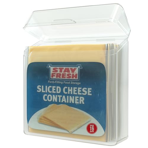 Stay Fresh American Cheese Slice Storage Container Clear Plastic Cheese Slice Holder that is Dishwasher Safe BPA Free Air tight Cheese Container for your Pantry Counter Refrigerator
