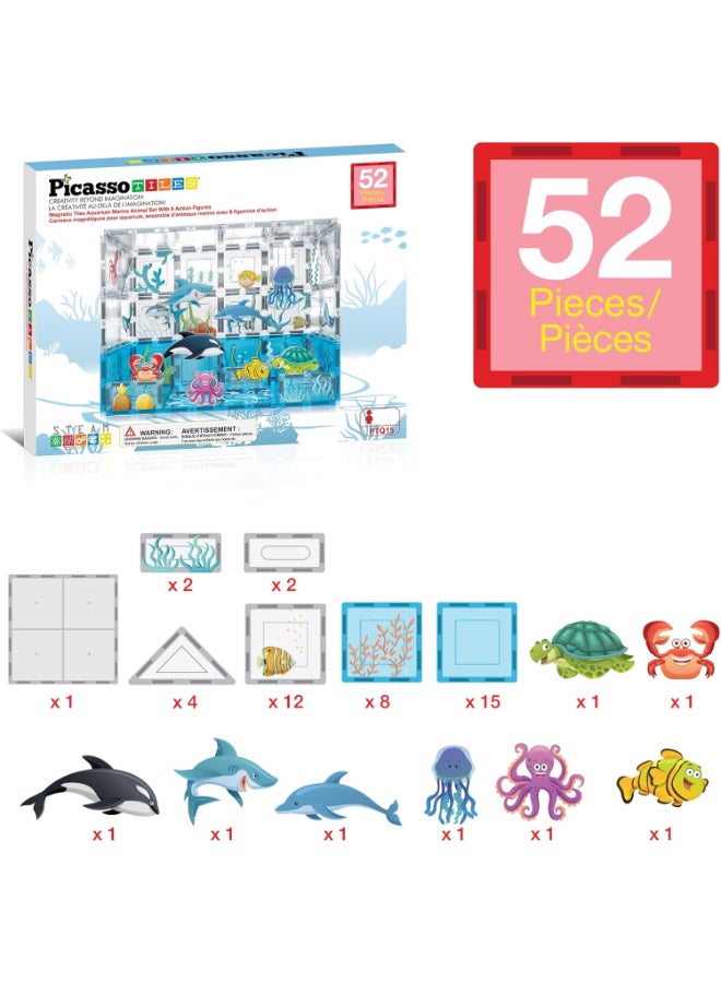 PicassoTiles Picasso Magnetic Tiles Aquarium Marine Animal Set 52-pieces - Image 3