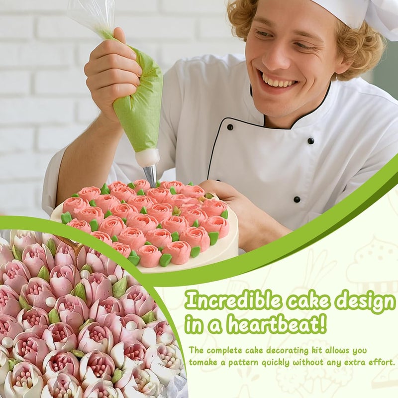 Suuker 27 Pieces Russian Piping Tips Set, Cake Decorating Tips Baking Supplies for Cupcake Cookies Birthday Party (12 Icing Tips 10 Pastry Baking Bags 2 Leaf Piping Tips 2 Couplers 1 Silicone Bag) - Image 4