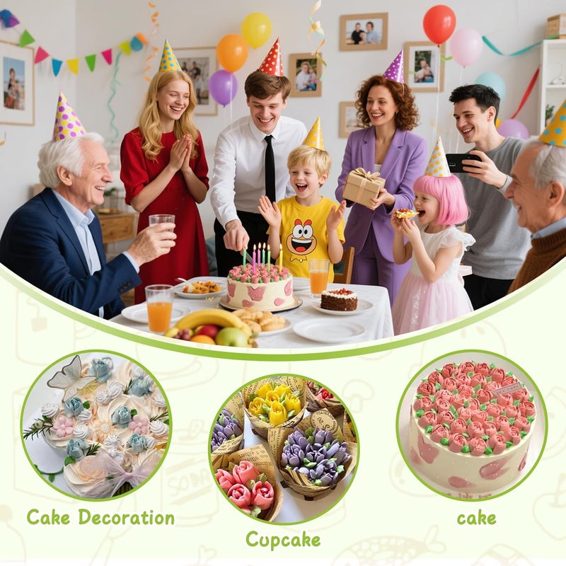 Suuker 27 Pieces Russian Piping Tips Set, Cake Decorating Tips Baking Supplies for Cupcake Cookies Birthday Party (12 Icing Tips 10 Pastry Baking Bags 2 Leaf Piping Tips 2 Couplers 1 Silicone Bag) - Image 2