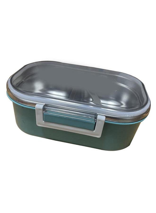 Thoraya Stainless Steel Lunch Box Korean Style 2 Compartment Bento Box Metal Food Container for Kids Adults Pupils Office Workers Green  - Image 3