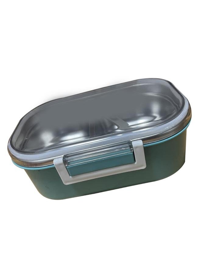 Thoraya Stainless Steel Lunch Box Korean Style 2 Compartment Bento Box Metal Food Container for Kids Adults Pupils Office Workers Green  - Image 4