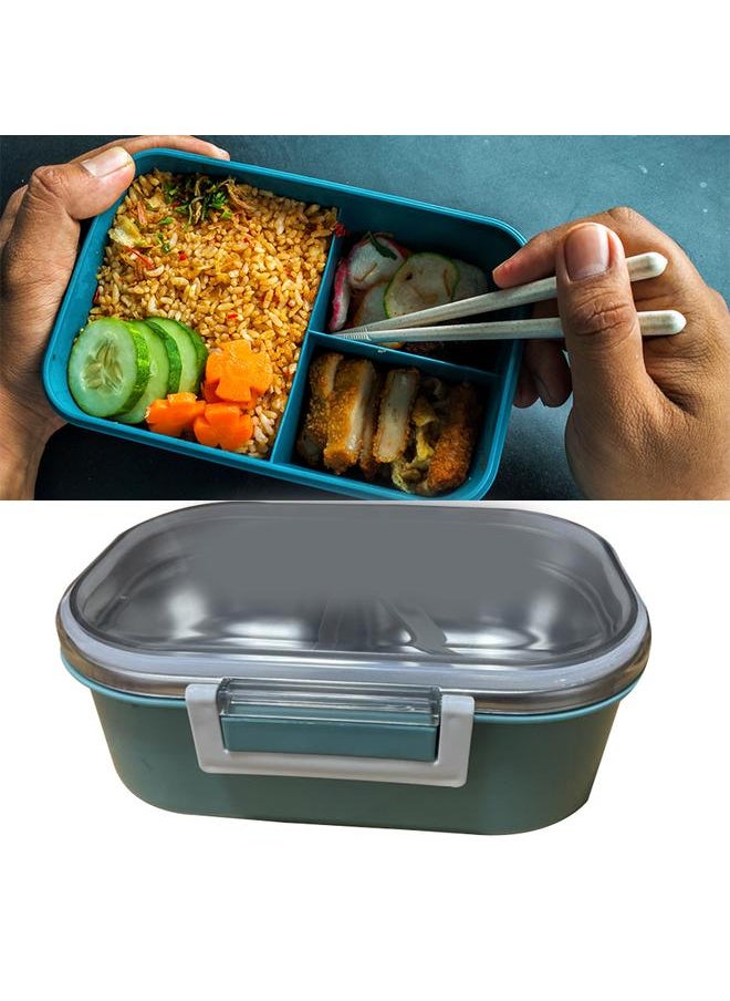 Thoraya Stainless Steel Lunch Box Korean Style 2 Compartment Bento Box Metal Food Container for Kids Adults Pupils Office Workers Green  - Image 5