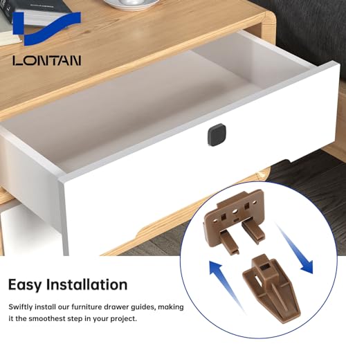 LONTAN 4 Pack Plastic Drawer Slides and Guides Drawer Replacement Part for Center Mount Drawer Slides DGSL01 Plastic Drawer Guides for Dresser - Image 3