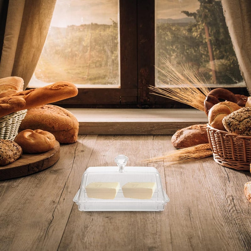 راحة طبق زبدة بغطاء قلاب، طبق زبدة، علبة حفظ زبدة شفافة من الأكريليك، حامل زبدة، وعاء زبدة يُوضع على سطح الطاولة بغطاء كريستالي ومقبض. - Image 4