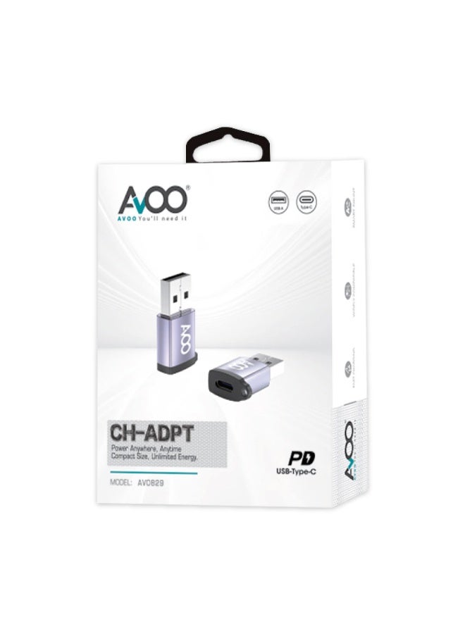 أفو محول AVOO من USB-A إلى Type-C – سرعة نقل 850 ميجابايت/ثانية، شحن سريع، تصميم معدني صغير متين ومتوافق مع جميع الأجهزة - Image 2