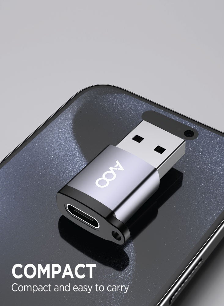 أفو محول AVOO من USB-A إلى Type-C – سرعة نقل 850 ميجابايت/ثانية، شحن سريع، تصميم معدني صغير متين ومتوافق مع جميع الأجهزة - Image 4