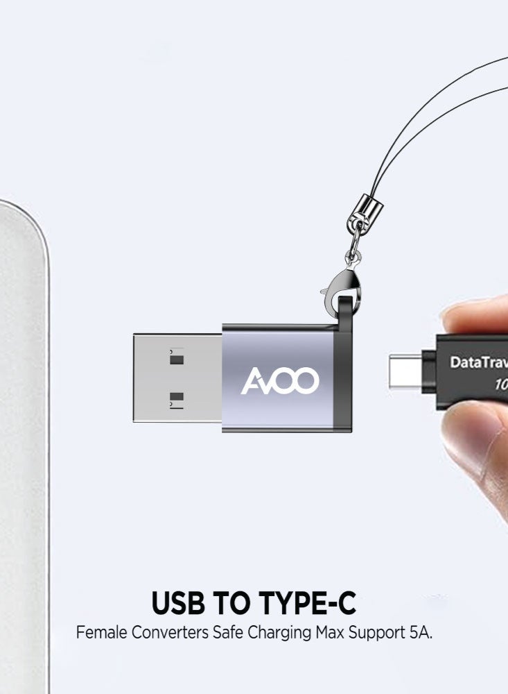 أفو محول AVOO من USB-A إلى Type-C – سرعة نقل 850 ميجابايت/ثانية، شحن سريع، تصميم معدني صغير متين ومتوافق مع جميع الأجهزة - Image 5
