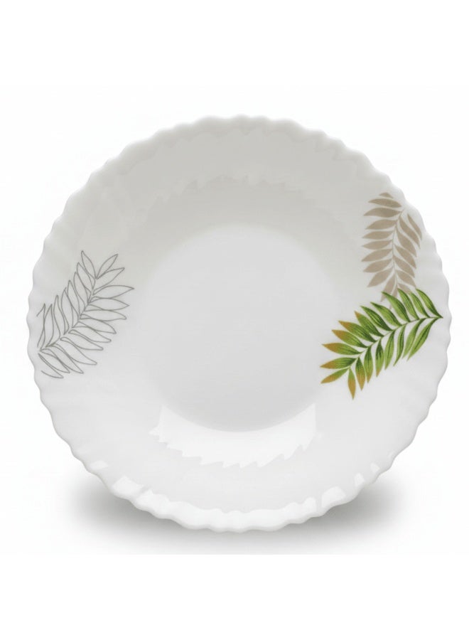 AKDC Opalware 8.5 inch Soup Bowl with Classic Leaf Design, White - Image 1