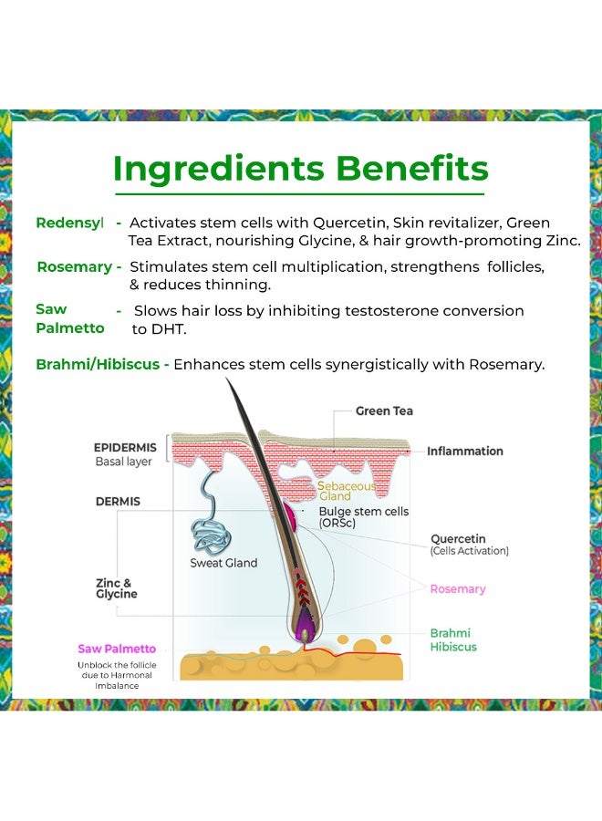 passion indulge سيروم نمو الشعر المتقدم من باسشن إندولج | ريدنسيل + إكليل الجبل، ونخيل الساوا، ومستخلص البراهمي | سيروم لتساقط الشعر ونمو الشعر للرجال والنساء - 50 مل - Image 3