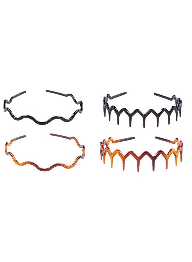 Suoirblss 4 Pcs Plastic Tooth Hair Comb Headband Hard Headbands Hair Band Toothed Headband Women Men Girls Hair Accessory (E)  - Image 1