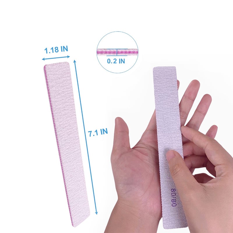 GigaGround 80/80 Grit Nail Files, Emery Boards Nail File for Acrylic and Gel Nails, Coarse Nail File Double Sided 80 Grits Emory Professional Filers Reusable Washable Manicure Square Gray - Image 4
