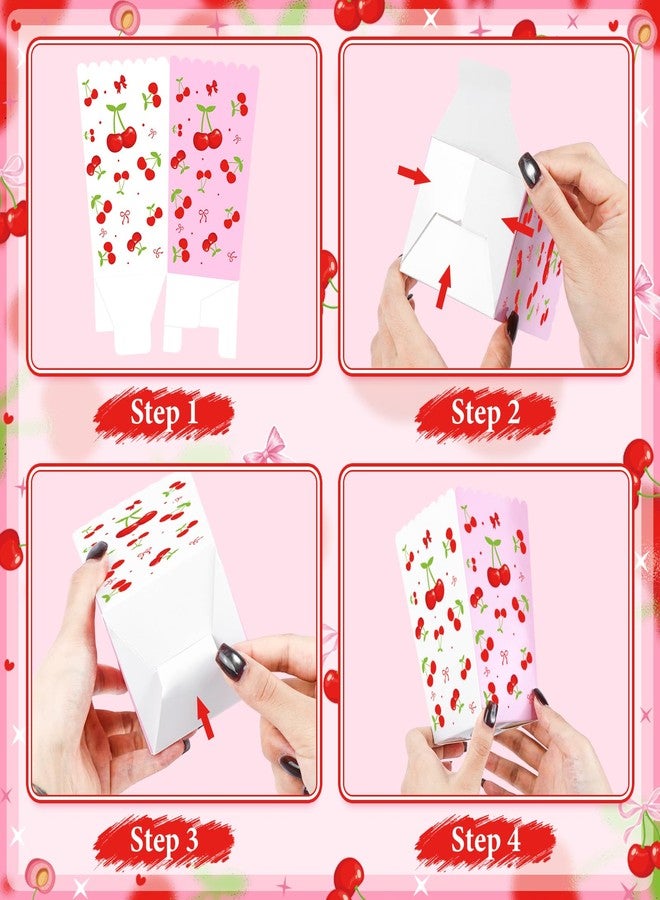 K KUMEED 20 PCS Cherry Party Supplies,Cherry Popcorn Favor Boxes,Summer Fruit Cute Cherry Birthday Decorations Popcorn Bowls Popcorn Buckets Popcorn Bags for Baby Shower Daily Holiday (Small) - Image 4