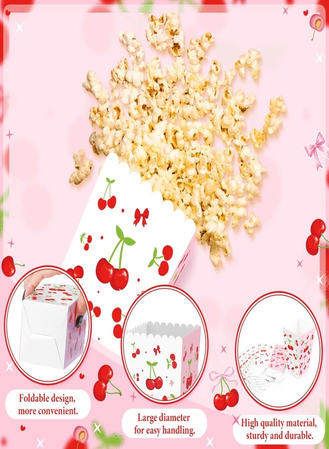 K KUMEED 20 PCS Cherry Party Supplies,Cherry Popcorn Favor Boxes,Summer Fruit Cute Cherry Birthday Decorations Popcorn Bowls Popcorn Buckets Popcorn Bags for Baby Shower Daily Holiday (Small) - Image 3