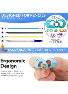 Stylo Pack Of 6 Pencil Grips For Kids Handwriting Perfect Pencil Holders For Kids Home Schooling And Preschool Writing Tools For Kids Assorted Pen Grips Christmas Gifts (Pack Of 6, Multicolored)  - Image 2