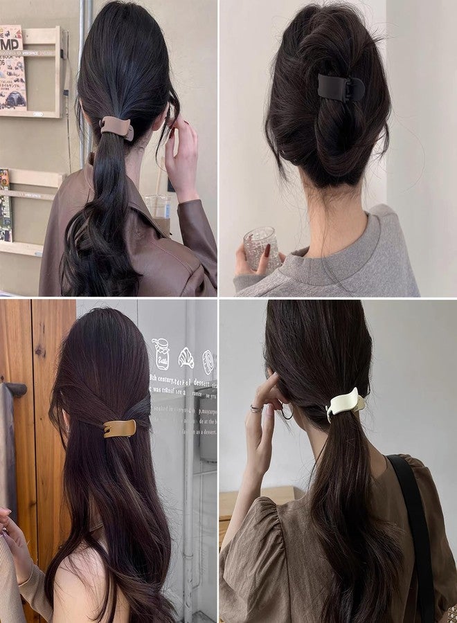 Ncozwo ٤ مشابك شعر صغيرة غير لامعة للنساء - مشابك على شكل مخلب لتسريحة ذيل الحصان والكعكة العالية، أداة لتضفير الشعر، إكسسوارات أنيقة مانعة للانزلاق لتصفيف الشعر، أدوات لتشكيل الكعكة - Image 5