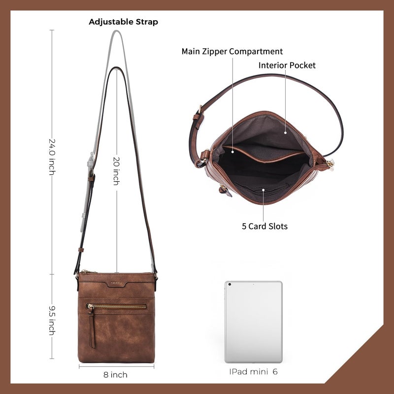 CHOLISS Mini Crossbody Bags for Women, Small Purses for Women with Vegan Leather, Travel Over Shoulder Bag, Brown - Image 4