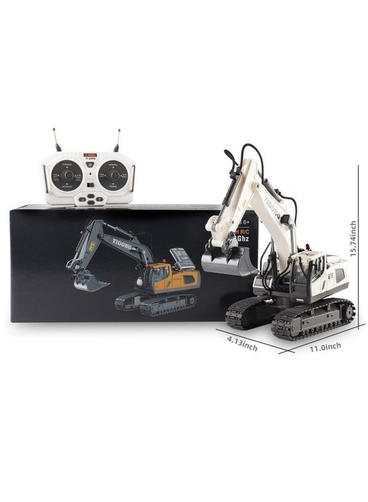 XiuWoo Remote Control Excavator, Toys for Boys Age 6-12, Rechargeable Construction Vehicles Truck with Sound Light Metal Shovel, Birthday for Kids - Image 1