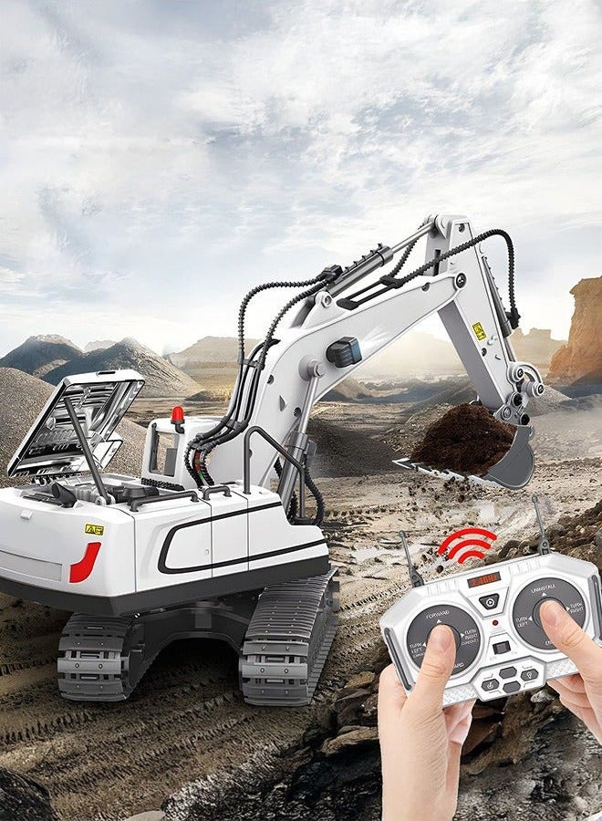 XiuWoo Remote Control Excavator, Toys for Boys Age 6-12, Rechargeable Construction Vehicles Truck with Sound Light Metal Shovel, Birthday for Kids - Image 2