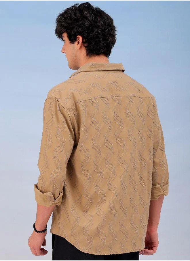 شركة المرآب الهندية Men Relaxed Fit Solid Full Sleeves Cutaway Collar Resort Wear Shirt