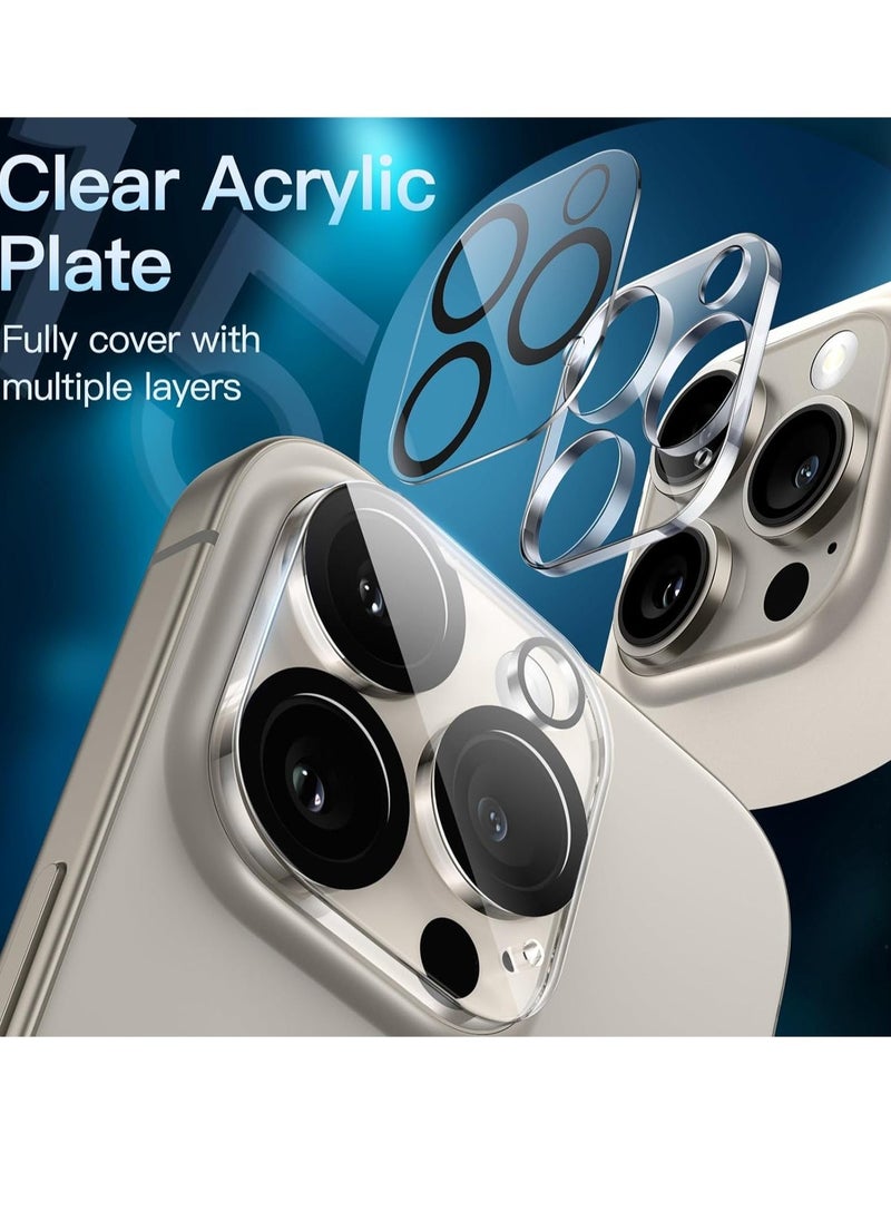 vesus Camera Lens Protector for iPhone 15 Pro 6.1-Inch and iPhone 15 Pro Max 6.7-Inch, 9H Tempered Glass, Anti-Scratch, Case Friendly, Does Not Affect Night Shots, HD Clear, 3-Pack - Image 4