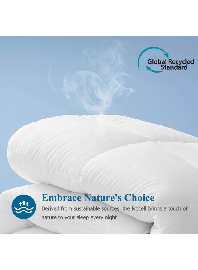 Dafinner 100% Cotton Cover Comforter Twin Size, Lightweight Down Alternative Duvet Insert with Lyocell & Climaloft™ Blend Fill, Breathable Microfiber Comforter for Hot Sleeper (68x90”, White) - Image 3