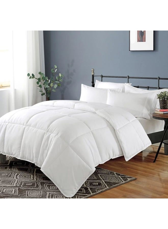 Dafinner 100% Cotton Cover Comforter Twin Size, Lightweight Down Alternative Duvet Insert with Lyocell & Climaloft™ Blend Fill, Breathable Microfiber Comforter for Hot Sleeper (68x90”, White) - Image 1
