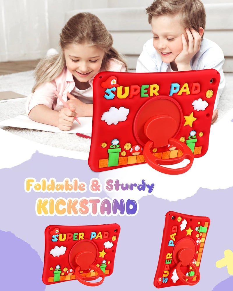 Lotadilo Cute Case for iPad 9th/8th/7th Generation - Silicone 3D Design for Girls Women Girly Kawaii Funny Cartoon Soft Stand for iPad Case 9th/8th/7th Generation with Lanyard 10.2 Inch,Red Maliao - Image 5