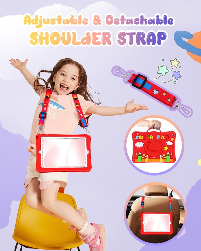 Lotadilo Cute Case for iPad 9th/8th/7th Generation - Silicone 3D Design for Girls Women Girly Kawaii Funny Cartoon Soft Stand for iPad Case 9th/8th/7th Generation with Lanyard 10.2 Inch,Red Maliao - Image 3