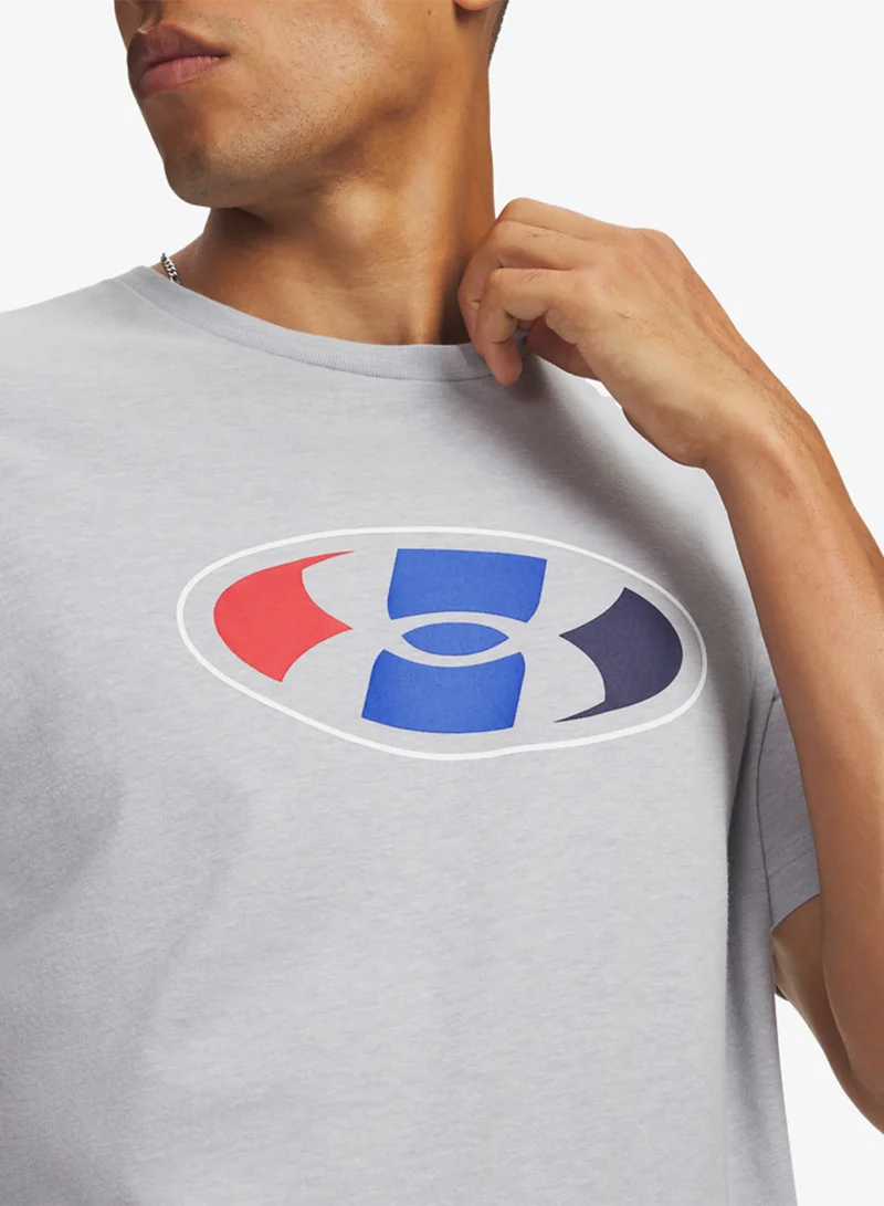 Under Armour Mod Gray Light Heather /  / White Lockertag Novelty T-Shirt for Men | Best Price UAE