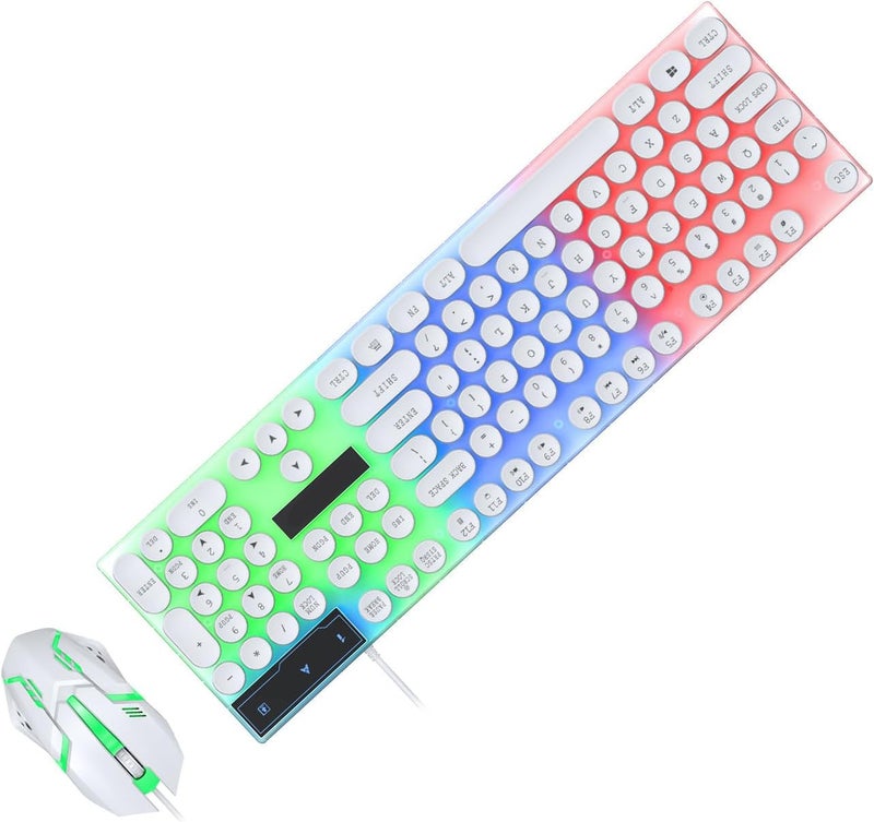 banapoy Colorful LED Backlit Wired Keyboard and Mouse Combo for Gaming with 6-Key AntiGhosting, Plug and Play Function for Office Use, 104-Key Layout for Comfortable Typing, USB (White) - Image 5