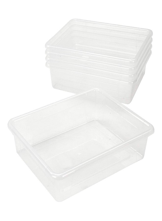 Storex Letter Size Flat Storage Tray - Organizer Bin for Classroom, Office and Home, Clear, 5-Pack (62531U05C) - Image 3