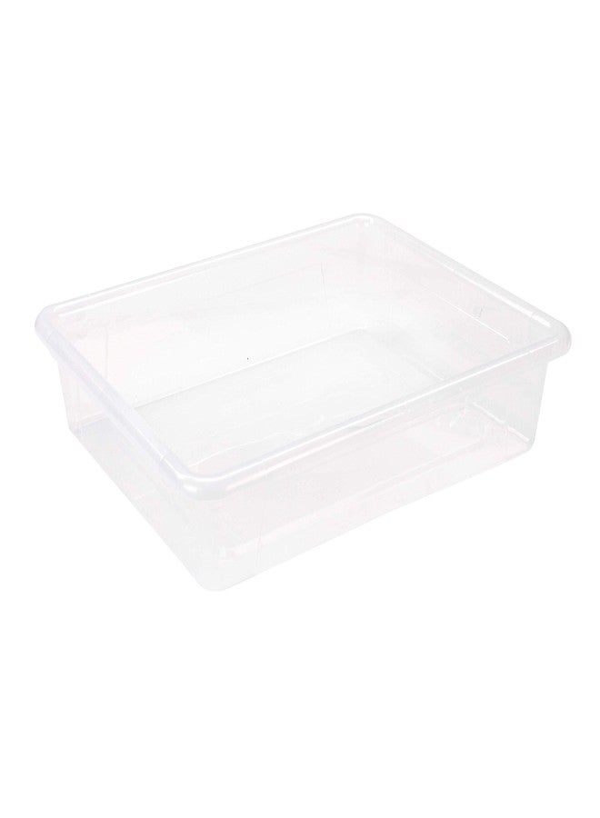 Storex Letter Size Flat Storage Tray - Organizer Bin for Classroom, Office and Home, Clear, 5-Pack (62531U05C) - Image 4