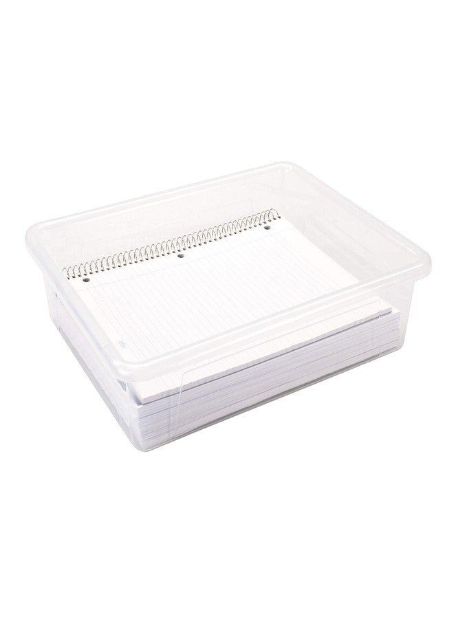 Storex Letter Size Flat Storage Tray - Organizer Bin for Classroom, Office and Home, Clear, 5-Pack (62531U05C) - Image 5