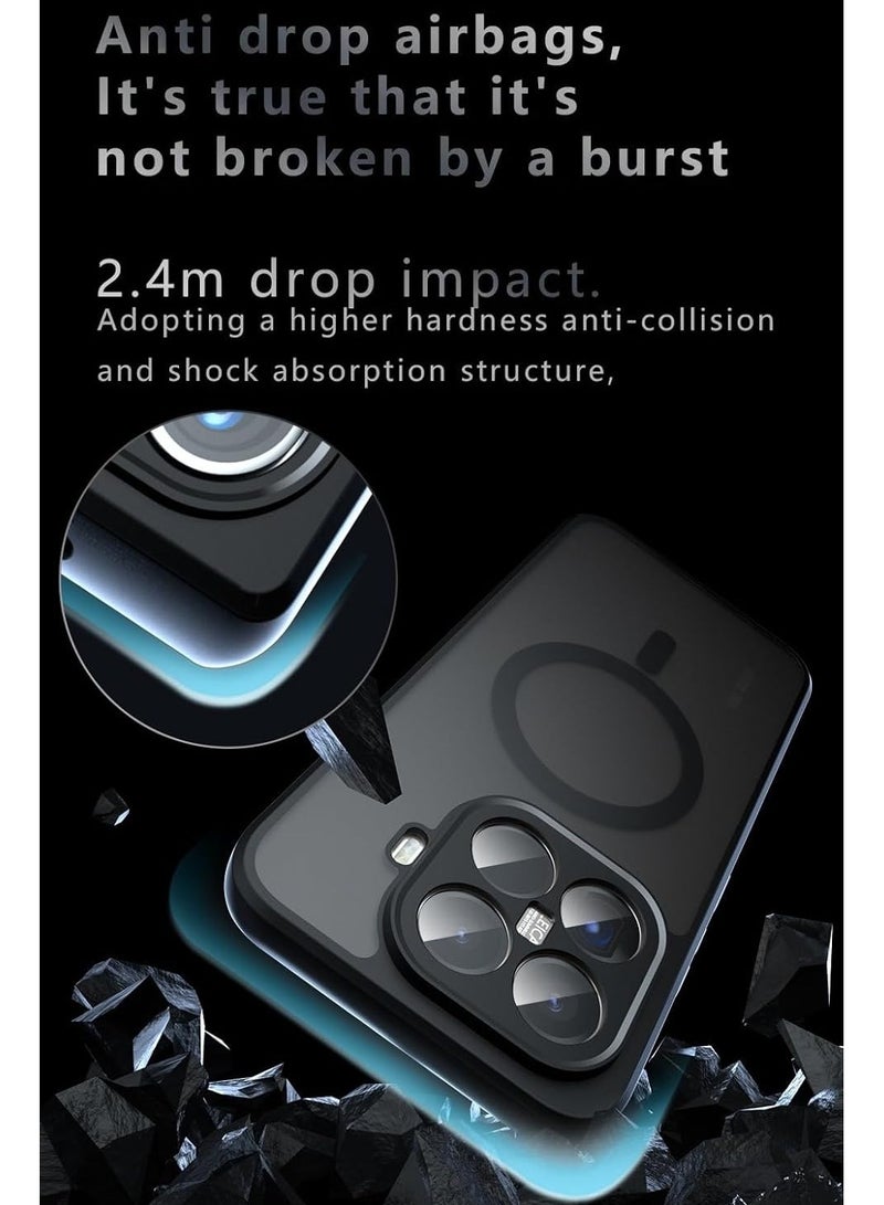 general Magnetic Case for Xiaomi 15T Pro Frosted Matte Translucent Black Case Anti-Yellowing Airbag Protection PC+TPU Shockproof Cover - Image 5
