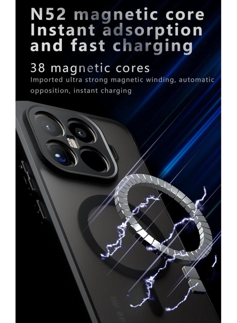 general Magnetic Case for Xiaomi 15T Pro Frosted Matte Translucent Black Case Anti-Yellowing Airbag Protection PC+TPU Shockproof Cover - Image 3